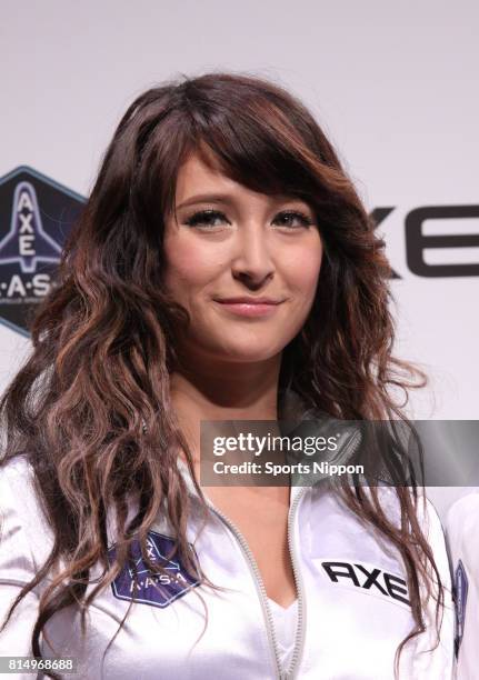 Personality Leah Dizon attends Axe deodorant PR event on June 27, 2013 in Tokyo, Japan.