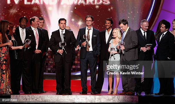 The cast of "The Office" accepts the Future Comedy Classic Award onstage during the 6th annual "TV Land Awards" held at Barker Hangar on June 8, 2008...