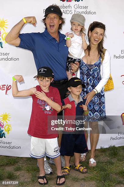 Kevin Sorbo arrives at the "A Time For Heroes" Celebrity Carnival with his daughter Octavia, wife Sam and sons Braedon and Shane at the Wadsworth...
