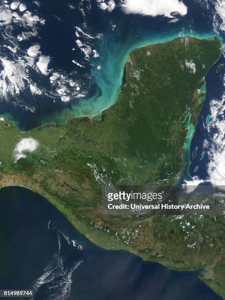 The Yucatan Peninsula , in south-eastern Mexico, separates the Caribbean Sea from the Gulf of Mexico, with the northern coastline on the Yucatan...