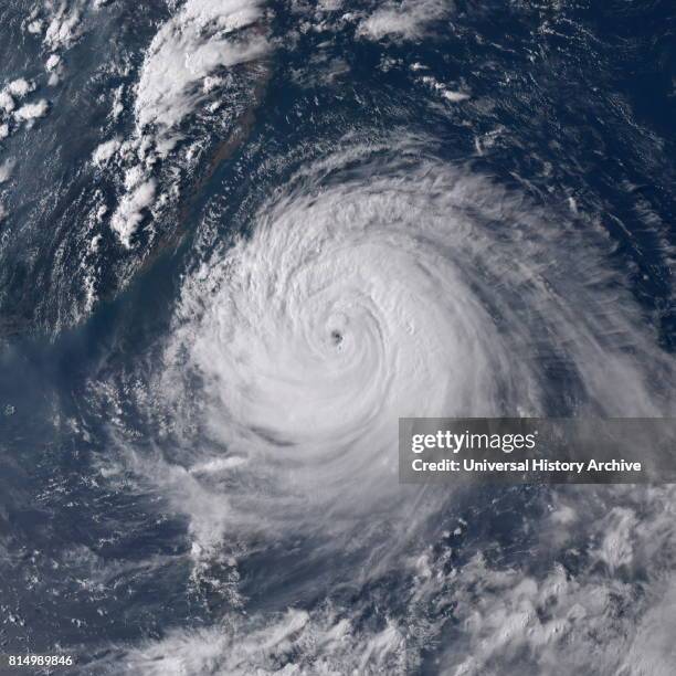 Typhoon Soudelor approaching Taiwan on August 7, 2015. Typhoon Soudelor, known in the Philippines as Typhoon Hanna, was the second most intense...