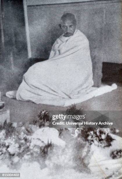 Gandhi sits in mourning by the body of his wife Kasturba 1944. Kasturba Gandhi wife of Mahatma Gandhi on her deathbed at the Palace of the Aga Khan,...