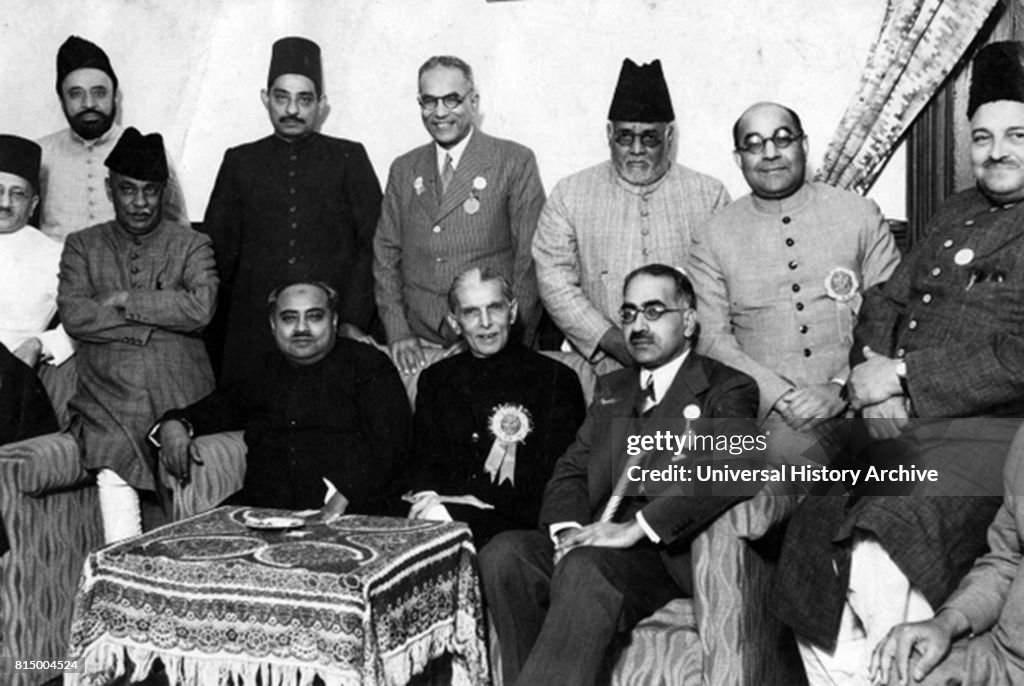 Pakistani leaders 1947 including Mohammed Ali Jinnah.