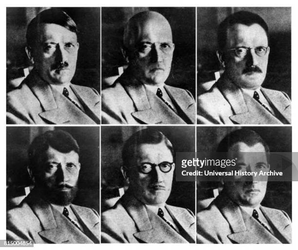 Photo likenesses were produced in 1944 by the US Office of Strategic Services wartime intelligence agency, to show how Hitler might be disguised in...