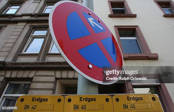 Signs refer to gas line on June 9, 2008 in Frankfurt, Germany. The German Department of Environment expects a rise of natural gas prices by forty...