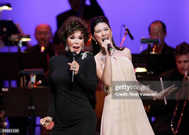 Mary Ann Mobley and Sara Niemetz perform at the 6th annual 'What a Pair' concert at the Orpheum Theatre on June 8, 2008 in Los Angeles, California.