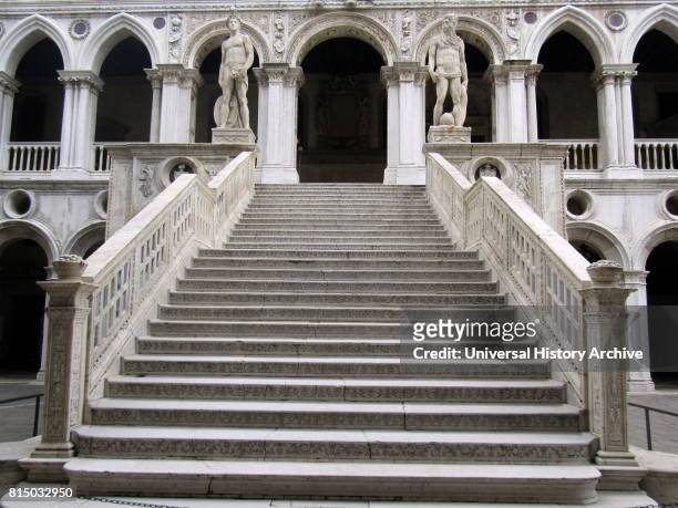 Ceremonial staircase dating to 1485, built within the courtyard of the Doge's Palace built in Venetian Gothic style, and one of the main landmarks of...