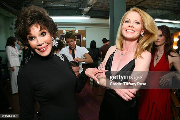 Actress Mary Ann Mobley and Actress Marg Helgenberger pose at What a Pair! 6 at The Orpheum Theatre on June 8, 2008 in Los Angeles, CA.