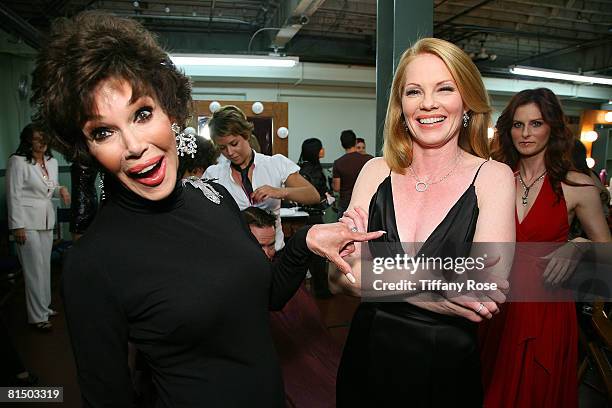 Actress Mary Ann Mobley and Actress Marg Helgenberger pose at What a Pair! 6 at The Orpheum Theatre on June 8, 2008 in Los Angeles, CA.