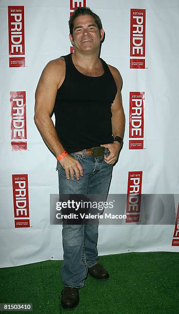 Singer Matt Zarley arrives at the Los Angeles Gay Pride on Santa Monica Boulvard on June 8, 2008 in West Hollywood, California.