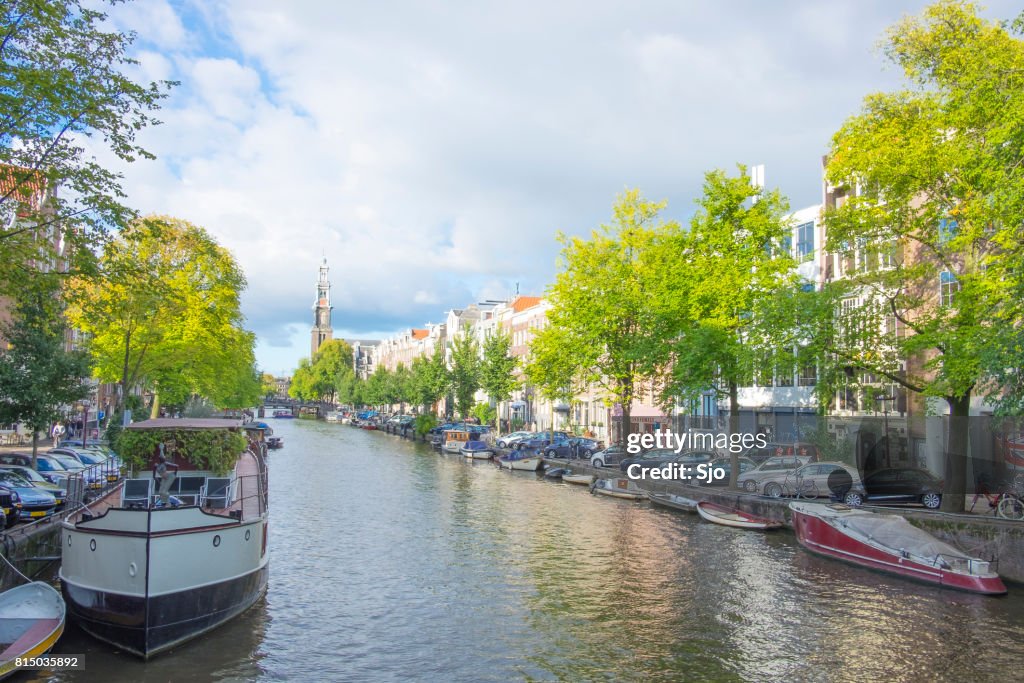 Amserdam Prinsengracht canal view with the Westerkerk