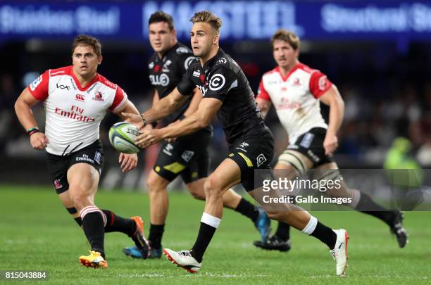 Jeremy Ward of the Cell C Sharks during the Super Rugby match between Cell C Sharks and Emirates Lions at Growthpoint Kings Park on July 15, 2017 in...