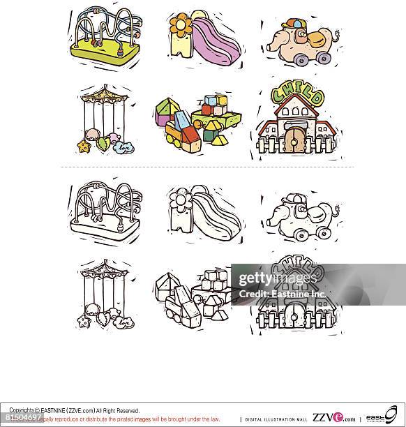 amusement objects displayed against white background - empty roller coaster ride stock illustrations