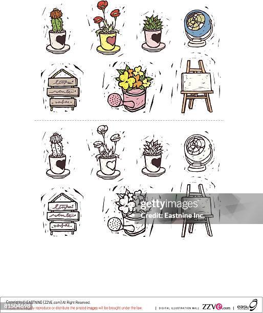 various objects displayed against white background - tripod stand stock illustrations