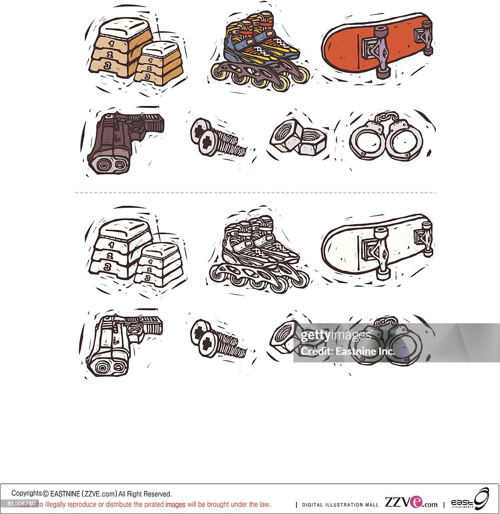 Various objects displayed against white background