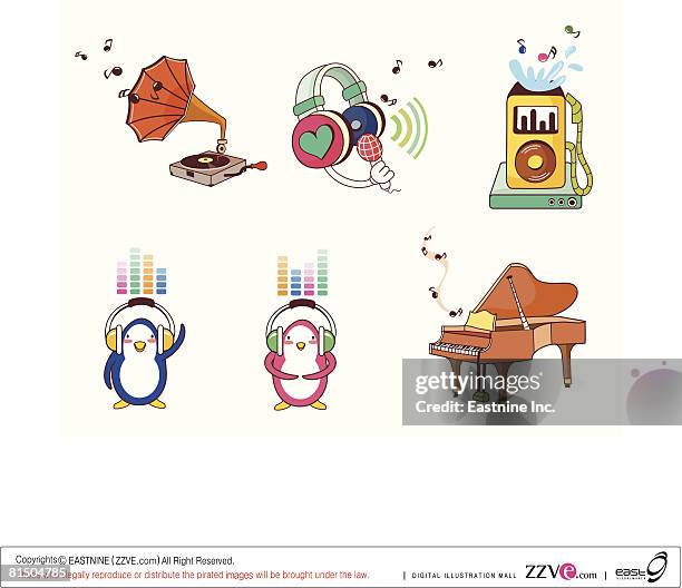 various objects displayed against white background - microphone studio shot stock illustrations