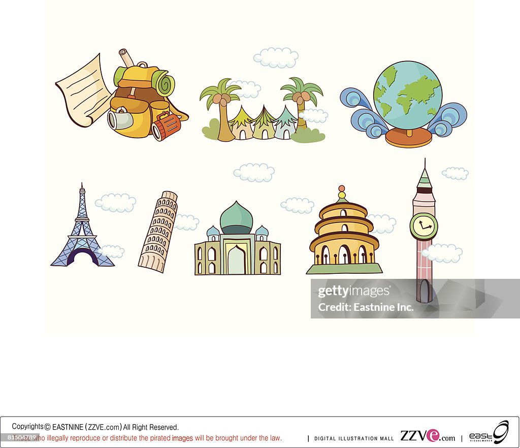 Various objects displayed against white background