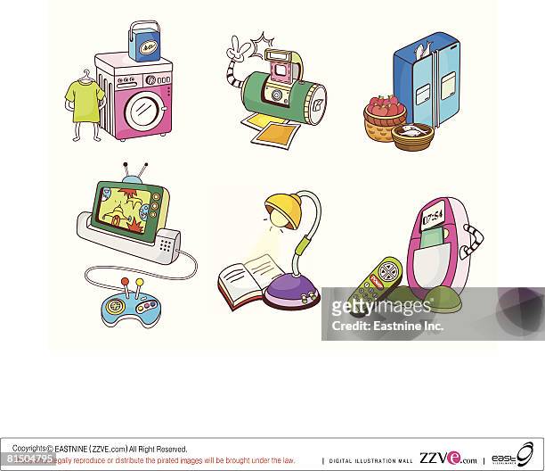 various objects displayed against white background - remote control antenna stock illustrations