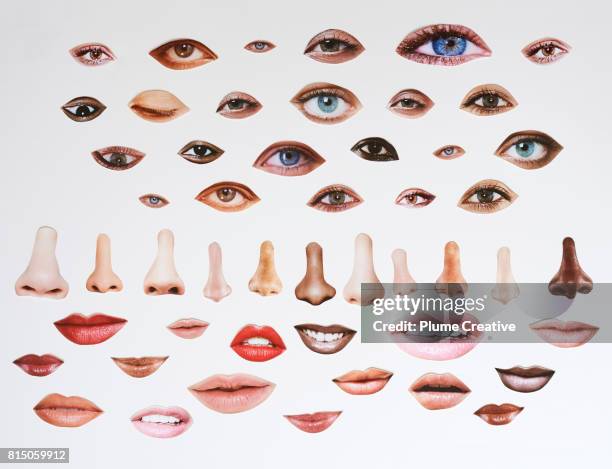 lips eyes comp montage - bocca foto e immagini stock