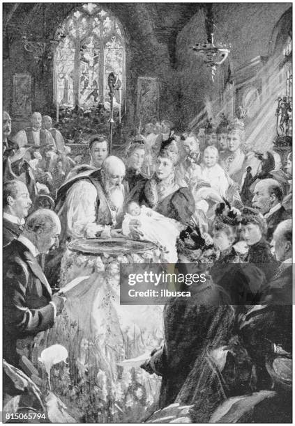 antique photo of paintings: baptism of prince albert of york - york yorkshire stock illustrations