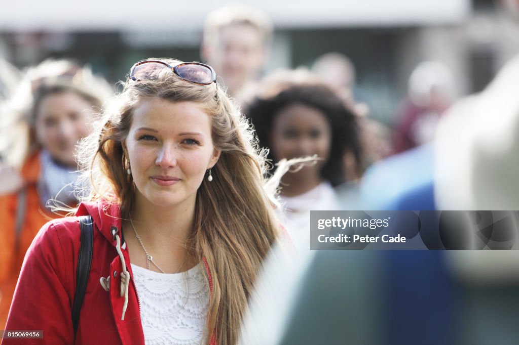 Students walking outside university