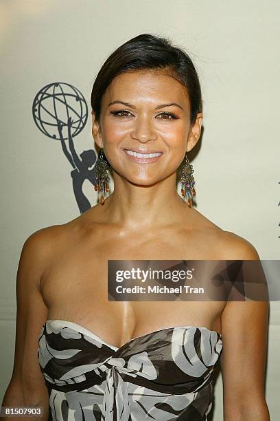 Actress Nia Peeples arrives at the Daytime Emmy nominee reception held at Savannah Restaurant at the Warner Music building on June 9, 2008 in...