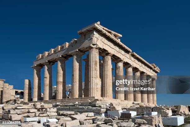 view of the parthenon temple , early morning, acropolis, athens, greece - parthenon aten bildbanksfoton och bilder