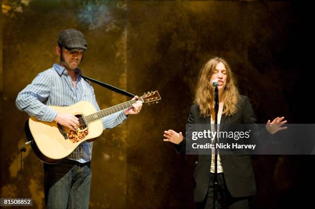 Jackson Smith and Patti Smith perform at 'Cries from the Heart' presented by Human Rights Watch at the Theatre Royal Haymarket on June 8, 2008 in...