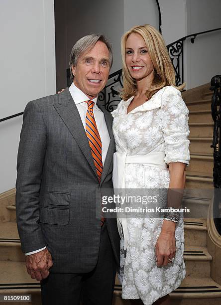 Designer Tommy Hilfiger and Dee Ocleppo pose at their engagement party hosted by Leonard and Evelyn Lauder at Neue Galerie on June 9, 2008 in New...