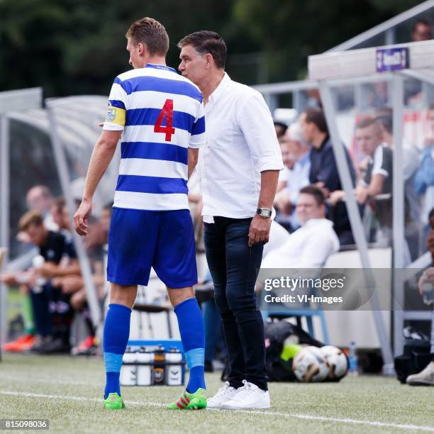 Mike Navajas Sanchez of XerxesDZB, coach Joop Hiele of XerxesDZB during the friendly match between XerxesDZB and Excelsior Rotterdam at Sportpark...