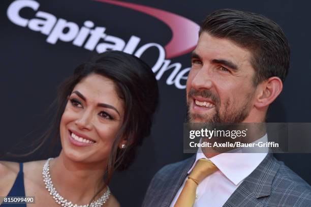 Olympic swimmer Michael Phelps and model Nicole Johnson arrive at the 2017 ESPYS at Microsoft Theater on July 12, 2017 in Los Angeles, California.