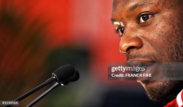 French defender Willial Gallas speaks during a press conference on June 10, 2008 in Chatel-Saint-Denis. Raymond Domenech drew parallels with France's...