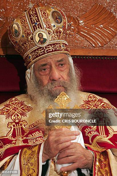 File picture dated April 7, 2007 shows his Holiness Pope Shenouda III, the 117th Pope of The Coptic Orthodox Church of Alexandria and Patriarch of...