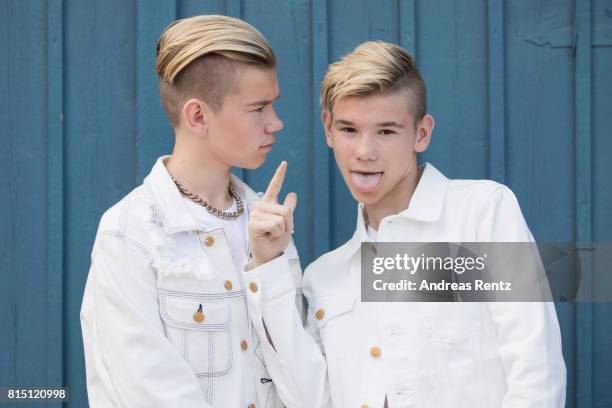 Pop singers Marcus & Martinus pose for a portrait session before honouring Crown Princess Victoria on the ocassion of her 40th birthday at...