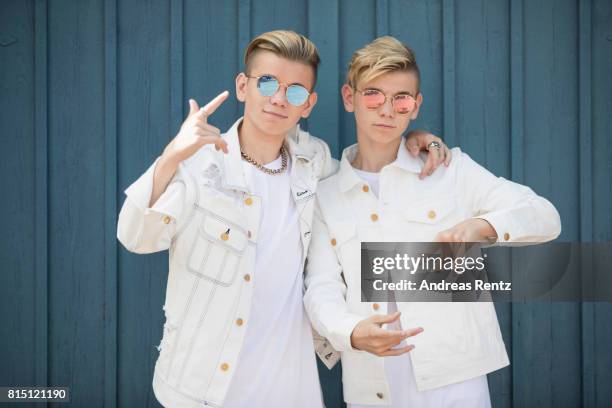 Pop singers Marcus & Martinus pose for a portrait session before honouring Crown Princess Victoria on the ocassion of her 40th birthday at...