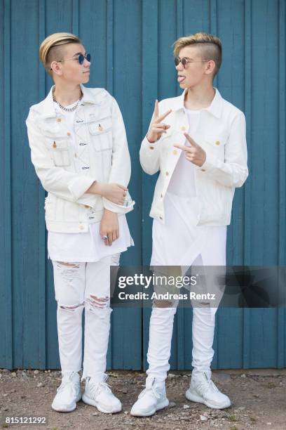 Pop singers Marcus & Martinus pose for a portrait session before honouring Crown Princess Victoria on the ocassion of her 40th birthday at...