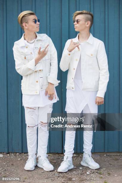 Pop singers Marcus & Martinus pose for a portrait session before honouring Crown Princess Victoria on the ocassion of her 40th birthday at...