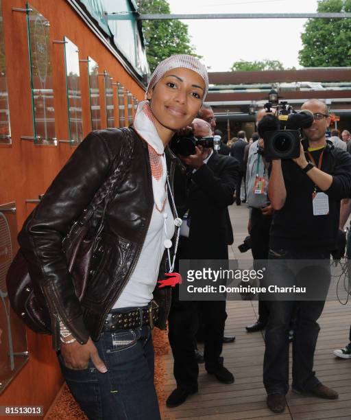Actress Sonia Roland attends French Open 2008 at Roland Garros on June 7, 2008 Paris france