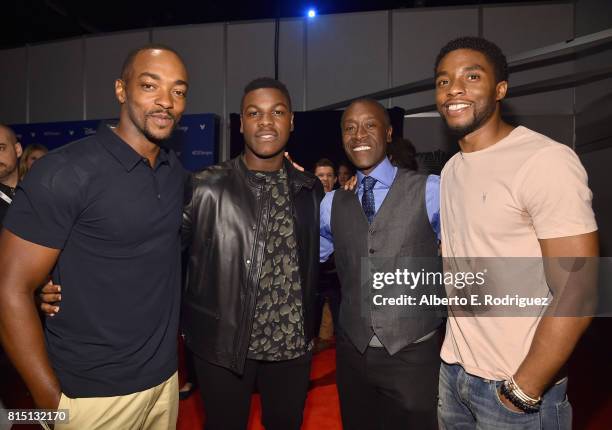 Actors Anthony Mackie of AVENGERS: INFINITY WAR, John Boyega of STAR WARS: THE LAST JEDI, Don Cheadle and Chadwick Boseman of AVENGERS: INFINITY WAR...