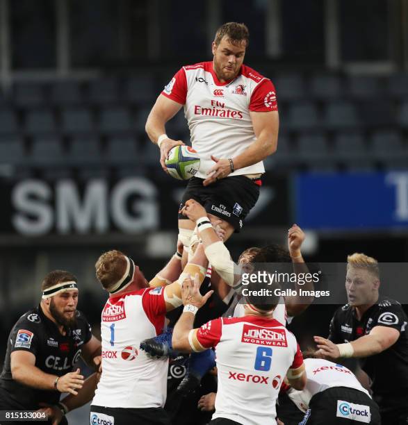 Andries Ferreira of the Emirates Lions during the Super Rugby match between Cell C Sharks and Emirates Lions at Growthpoint Kings Park on July 15,...