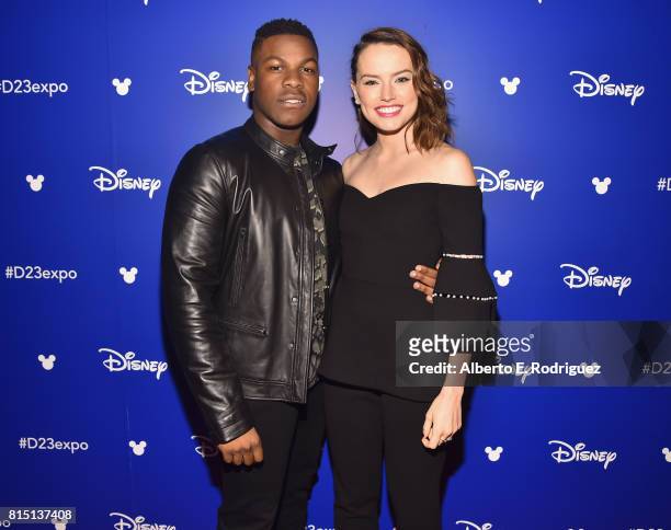 Actors John Boyega and Daisy Ridley of STAR WARS: THE LAST JEDI took part today in the Walt Disney Studios live action presentation at Disney's D23...