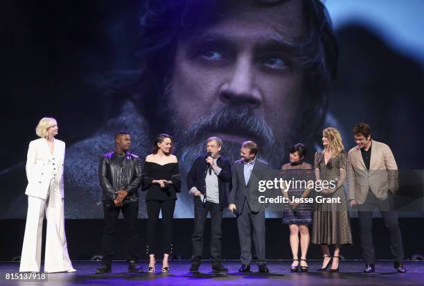 Actors Gwendoline Christie, John Boyega, Daisy Ridley, Mark Hamill, Director Rian Johnson, actors Kelly Marie Tran, Laura Dern and Benicio del Toro...