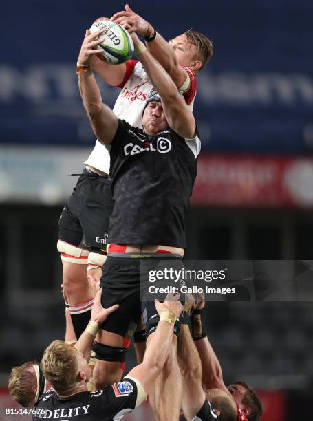 Stephan Lewies of the Cell C Sharks during the Super Rugby match between Cell C Sharks and Emirates Lions at Growthpoint Kings Park on July 15, 2017...