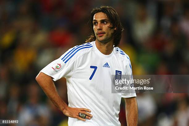 Georgios Samaras of Greece looks dejected during the UEFA EURO 2008 Group D match between Greece and Sweden at Stadion Wals-Siezenheim on June 10,...