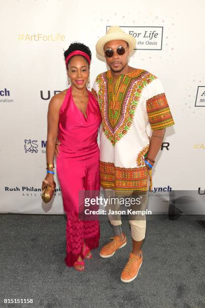 Actors Simone Missick and Dorian Missick attend "Midnight At The Oasis" Annual Art For Life Benefit hosted by Russell Simmons' Rush Philanthropic...