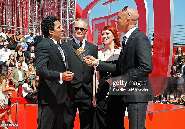 Actors Oscar Nunez, Creed Bratton and Kate Flannery of "The Office" are interviewed upon arrival at the 6th Annual "TV Land Awards" held at Barker...