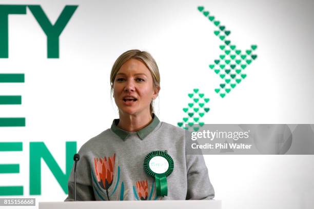 Green Party candidate Hayley Holt during the 2017 Green Party Conference at AUT Auckland during the 2017 Green Party Conference on July 16, 2017 in...