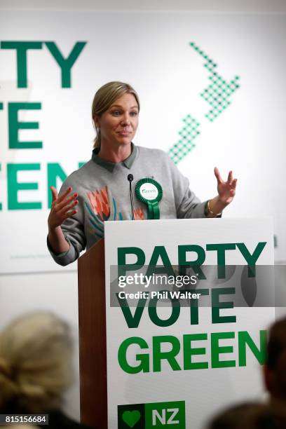 Green Party candidate Hayley Holt during the 2017 Green Party Conference at AUT Auckland during the 2017 Green Party Conference on July 16, 2017 in...