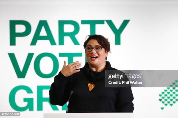 Green Party co-leader Metiria Turei speaks during the 2017 Green Party Conference at AUT Auckland on July 16, 2017 in Auckland, New Zealand.