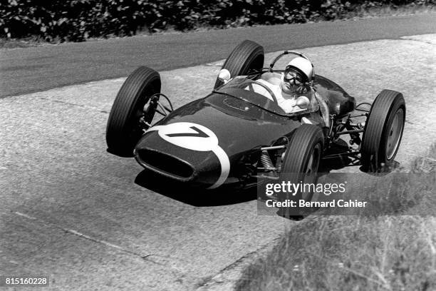 Stirling Moss, Lotus-Climax 18, Grand Prix of Germany, Nurburgring, Germany, August 6, 1961.